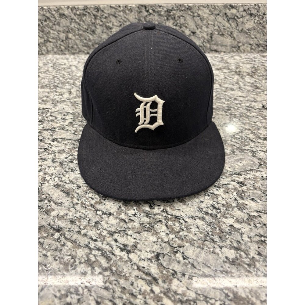 Detroit Tigers New Era 59FIFTY Fitted Baseball Cap Navy Blue Size 7 3/8